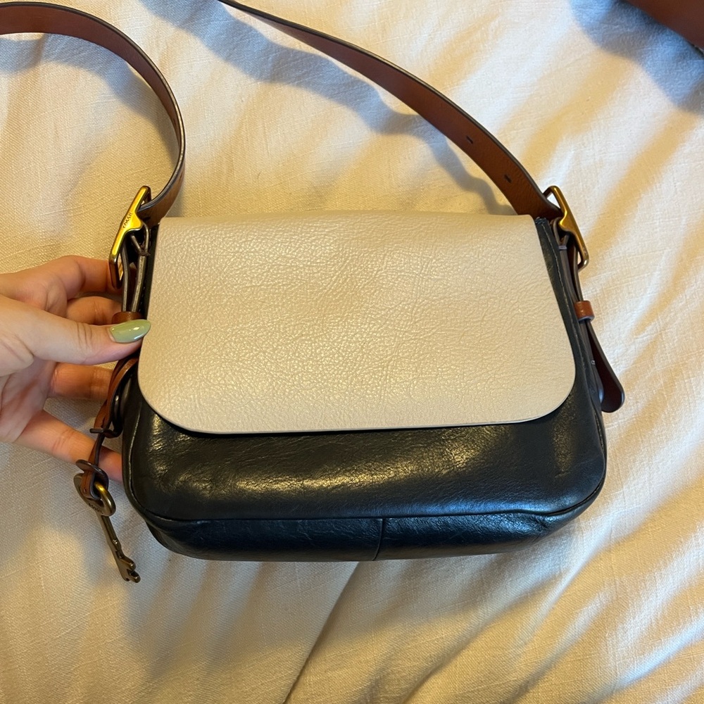 Fossil Two-Tone Leather Crossbody Bag